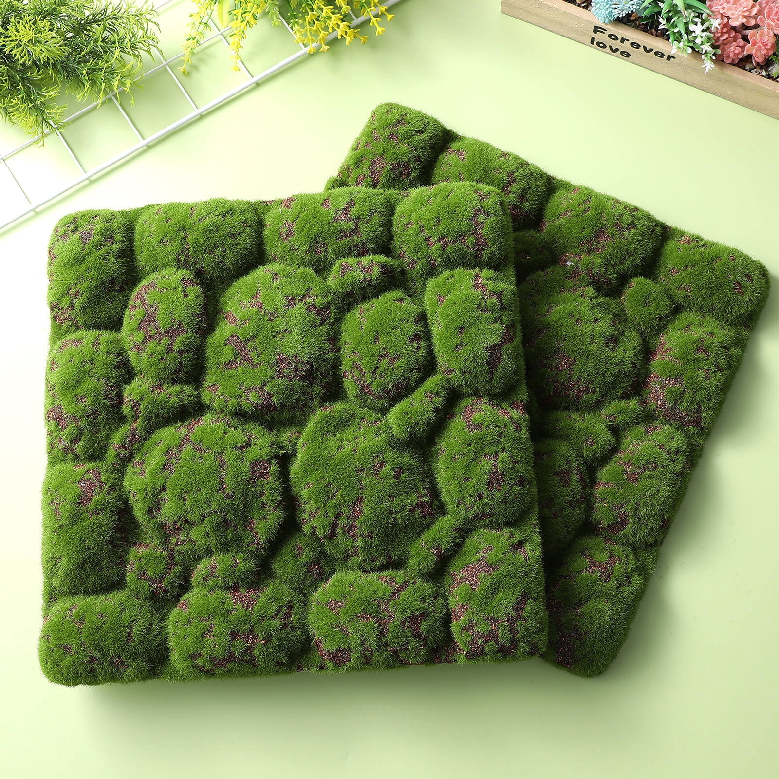 GOOHOCHY MLINS 2 Pcs Moss Wall Decors Panel Mat Grass Backdrop Decoration Simulation Landscape Prop