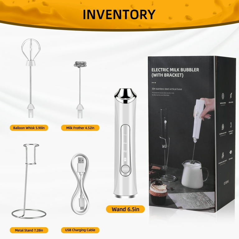 Busatia Rechargeable Handheld Milk Frother, White photo 4