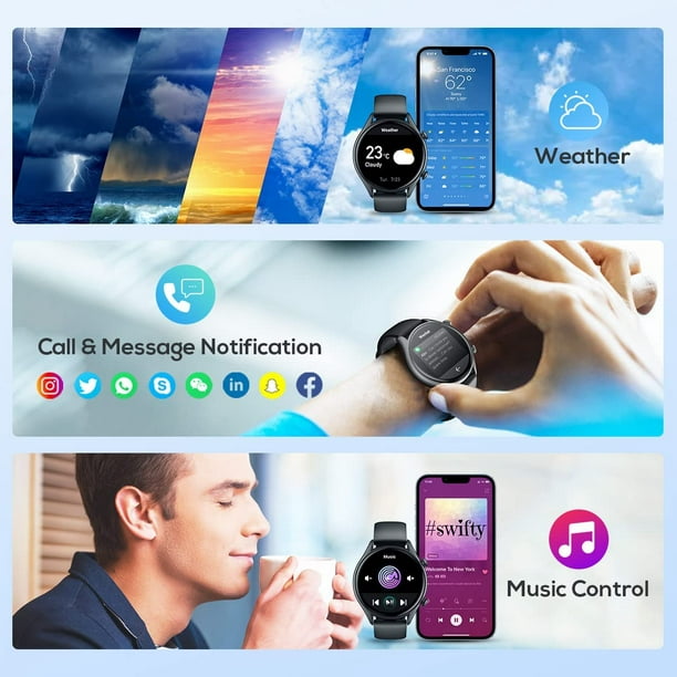 Montre Connectée Homme avec Appels Bluetooth: Etanche Smartwatch Montre  Intelligente Homme 1.32 Sport Fitness Tracker avec Tensiometre Fréquence  Pédomètre Cardio Sommeil Moniteur pour Android iOS 