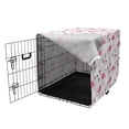 thumbnail image 3 of Bird Print Dog Crate Cover, Hawaiian Continuous Flamingo Petal and Dots, Easy to Use Pet Kennel Cover Small Dogs Puppies Kittens, 7 Sizes, Cadet Blue Pink, by Ambesonne, 3 of 6
