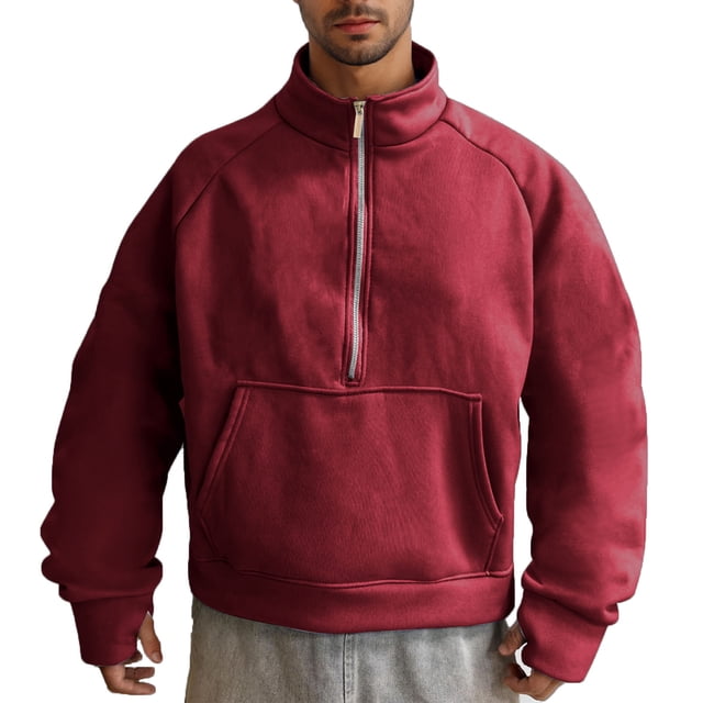 pstuiky Camisas de invierno de manga larga para hombre, Sudadera deportiva de cuello redondo y manga larga con capucha lisa para hombre salir tops l