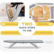 LUFF Tabletop Ironing Board,Portable Iron Board with Iron Rest, Foldable Small Ironing Board with Heat Resistant Cover and 100% Cotton Pad, 31.5x11.8x7, Grey