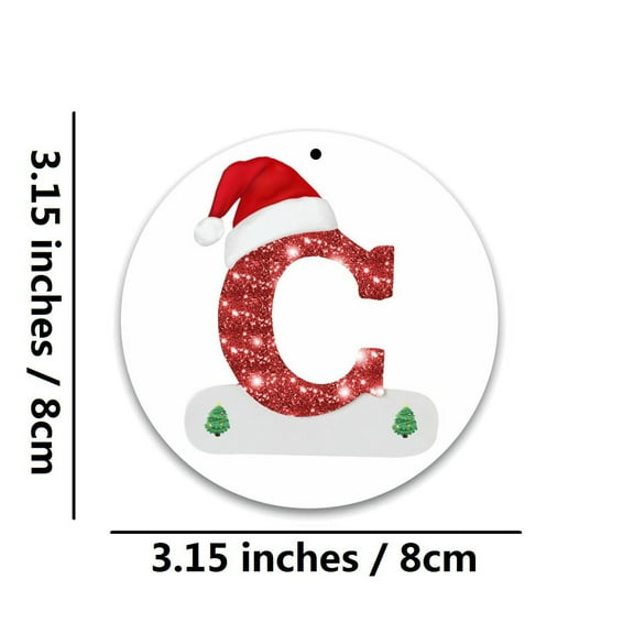 CuiLiyq 26 Initial Letter Christmas Ornaments, Personalized Round Christmas Initial Ornaments, Christmas Tree Hanging Decorations, Xmas Gifts Pendant (Acrylic, C)