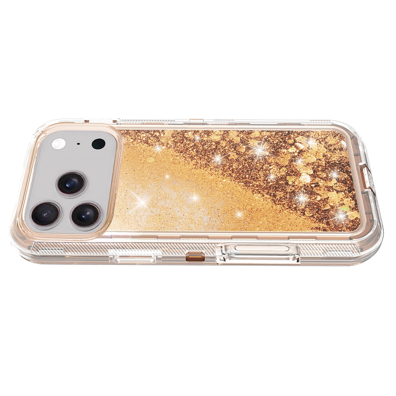 Crystal Glitter Floating Liquid Case for iPhone 17 Pro Max - Rose Gold