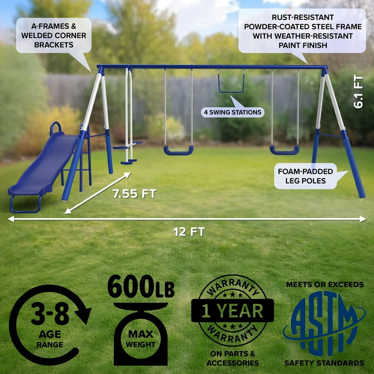 Sportspower Arcadia Swing Set with Trapeze, 2 Person Glider