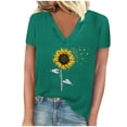 thumbnail image 1 of Camisetas de Manga Corta para las Mujeres, Impresión de Cuello en V Camiseta Casual Top Hecho de 95% Poliéster 5% Spandex para el Uso Diario de Primavera Verano, Camisetas para las Mujeres Casual, 1 of 4
