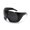 BLACK, variant on Futuristic Shield Sunglasses – All Black Oversized Wraparound Visor Shades