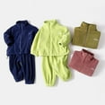 thumbnail image 6 of KYAIGUO 1-12T Girls Boys 2 Piece Outfits Fleece Jacket Set Zip Cardigan Long Sleeve Fleece Suit Jacket + Pants 2PCS Fall Winter for Kids Baby Toddler, 6 of 8