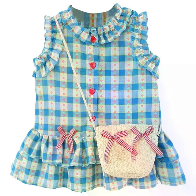 2026 Infant Baby Girl Sundress Mint Leaf Collar Sleeveless Floral Printed Dress with Cute Bag Infant Summer Outfit Holiday Daily Wear