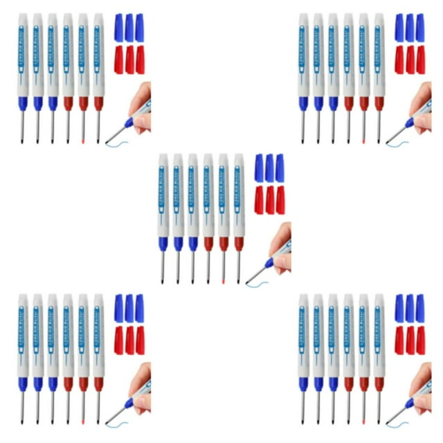 Transemion 6pcs/set Deep Hole Marker Pens Long Nib Permanent Marking Tool For Carpentry Projects Premium 5Set