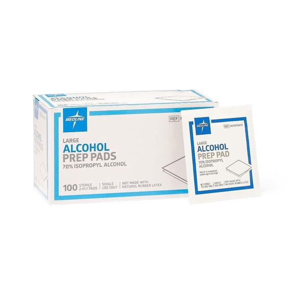 Medline Sterile Alcohol Prep Pads, 2-Ply, 1000 Count