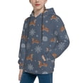 thumbnail image 2 of KLL Unisex Kids Boys Girls Hooded Pocket Pullover Hoodies-Squirrel And Snowflakes, 2 of 5