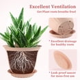 thumbnail image 3 of FIASON 6 Pack 10 Inch Pink Embossed Plastic Plant Pots with Vine Patterns, Drainage Holes and Matching Saucers, Decorative Flower Planters for Indoor Outdoor Garden Patio Home Office Decor, 3 of 8