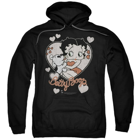 Betty Boop Men's Classic Kiss Hooded Sweatshirt Large Black