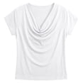 thumbnail image 5 of Cowl Neck Tops for Women 2026 Summer Womens Tops Casual Business Blouses Short Sleeve Loose Fit Spring Outfits by Yigetop White M, 5 of 5