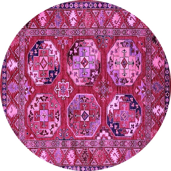 Ahgly Company Indoor Round Oriental Pink Industrial Area Rugs, 6' Round