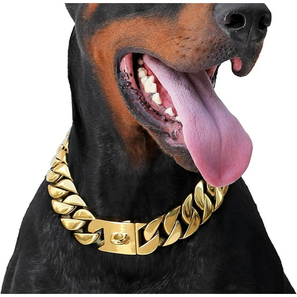 Dog Cuban Link Collar with Secure Snap Buckle, 20X Thicker, 316 Martingale Stainless Steel for Big Breeds, Bully Pitbull Collar