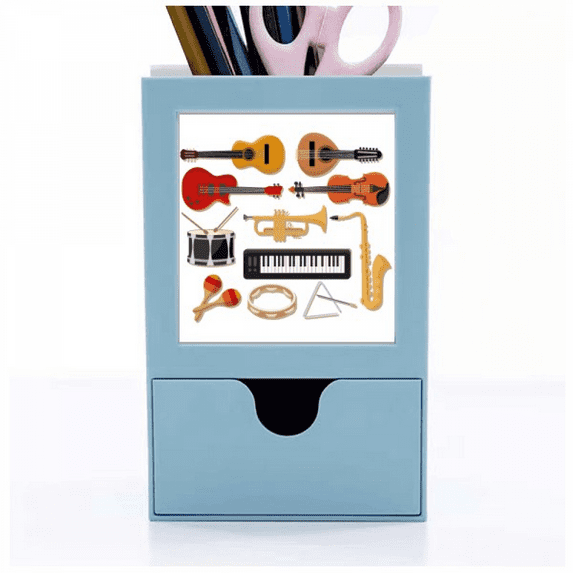 electric piano tromb guitar music desk supplies organizer pen holder card