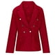thumbnail image 4 of Blazer de mujer de moda de color sólido de manga larga con botones, chaqueta de traje para mujer, 4 of 7