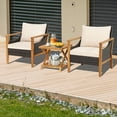 thumbnail image 3 of Gymax 3PCS PE Wicker Patio Bistro Set Outdoor Acacia Wood Set w/ 2-Tier Coffee Table, 3 of 7