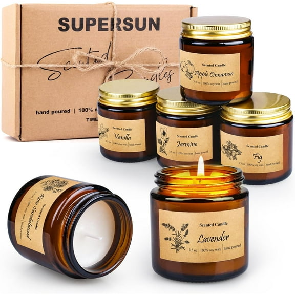 6 Pack Candles for Home Scented, Aromatherapy Jar Candles Gift Set for Women, Long Lasting Burn Soy Wax Candle, Scented Candle Gift Set for Birthday Easter Mother's Day