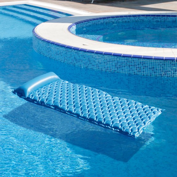 85" Roll 'N' Go Inflatable Swimming Pool 1-Person Air Mattress with Pillow - Blue