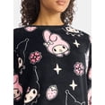 thumbnail image 4 of Sanrio Women's My Melody and Kuromi Print Plush Fleece Sweatshirt, Sizes XXS-XXL, 4 of 5