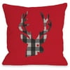 "Deer" Indoor Throw Pillow by OneBellaCasa, Red, 16"x16"