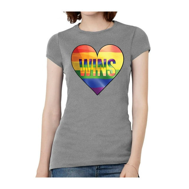 Womens Love Wins Heart Short-Sleeve T-Shirt - Heather - X-Large
