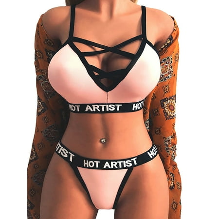 

Skksst Women Babydoll Lingerie Push Up Bra Panties Nightwear Underwear Suit