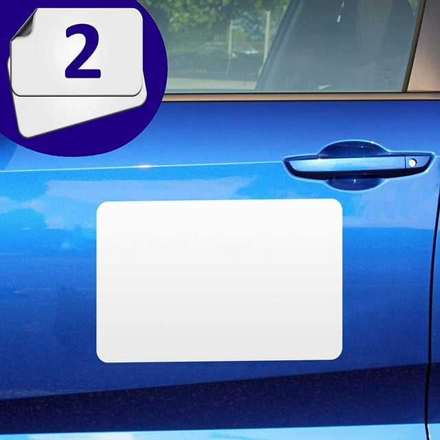 Blank Magnets (2 Pack) - Rounded Corners Blank Car Magnet Set - Perfect USA-Made Magnet for Car to Advertise Business, Cover Company Logo (for HOA), Prevent Car Scratches & Dents (Regular)