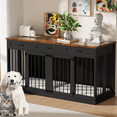 thumbnail image 3 of QUNTTINA 63'' Extra Large Double Dog Crate Furniture, with Divider and 3 Drawers for Pet, 3 of 12