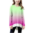 thumbnail image 2 of NAISIBABY Girls T Shirts with Lace, Irregular Hem Long Sleeve Crewneck Kids Casual Fashion Tops Hot Pink 14T, 2 of 6