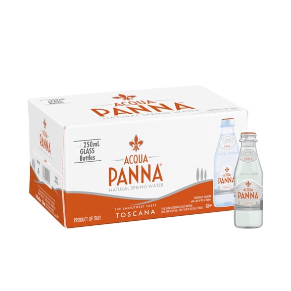 Aqua Panna Natural Spring Water 250 mL 8.8 Fluid Ounce Glass Bottles (12 Pack) – Premium Still Water Imported from Italy – Packaged by Voodoux Sales™