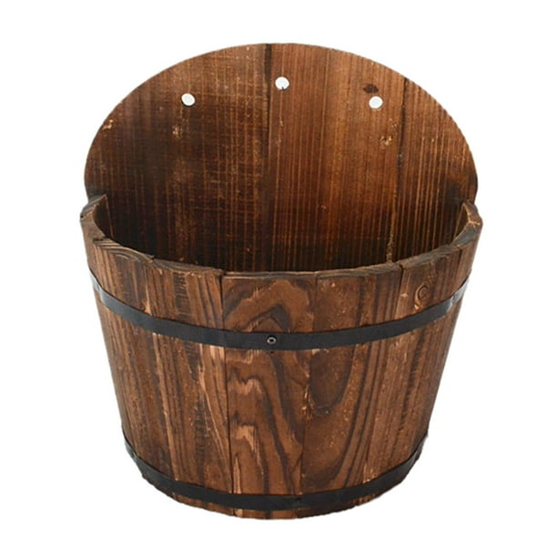 Maceta de madera tipo barril para jardín, interior y exterior. L