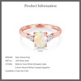 thumbnail image 6 of Gem Stone King 10K Rose Gold White Ethiopian Opal and White Created Sapphire 3 Stone Engagement Ring for Women (0.90 Ct, Available in Size 5, 6, 7, 8, 9), 6 of 6