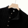 thumbnail image 3 of LEKWK Mens Henley Shirts Long Sleeve Cable Knit Texture Pullover Sweater Stand Collar Casual Shirts Warm Soft Autumn Winter Daily Fashion Soft Top, 3 of 8