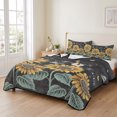 thumbnail image 2 of King Quilt Set 96''x106'', Summer Sunflowers Lightweight Bedspread Coverlet Set with 2 Pillow Shams, Farmhouse Cartoon Botanical Flowers Breathable All Season Quilt Bedding for Bedroom/Guest Room, 2 of 9
