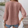 thumbnail image 4 of STETMN Women's 3/4 Length Sleeve Tops Casual Square Notched Neck Shirt Lightweight Trendy Blouse, 4 of 7