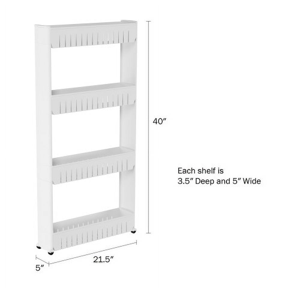 Everyday Home 4-Tier Plastic Bathroom Storage Organizer Cart with Wheels