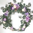 thumbnail image 1 of Nvzi Guirnalda de eucalipto artificial de 1,8 m con flores, vegetación falsa, enredadera floral de imitación, color morado, 1 of 1