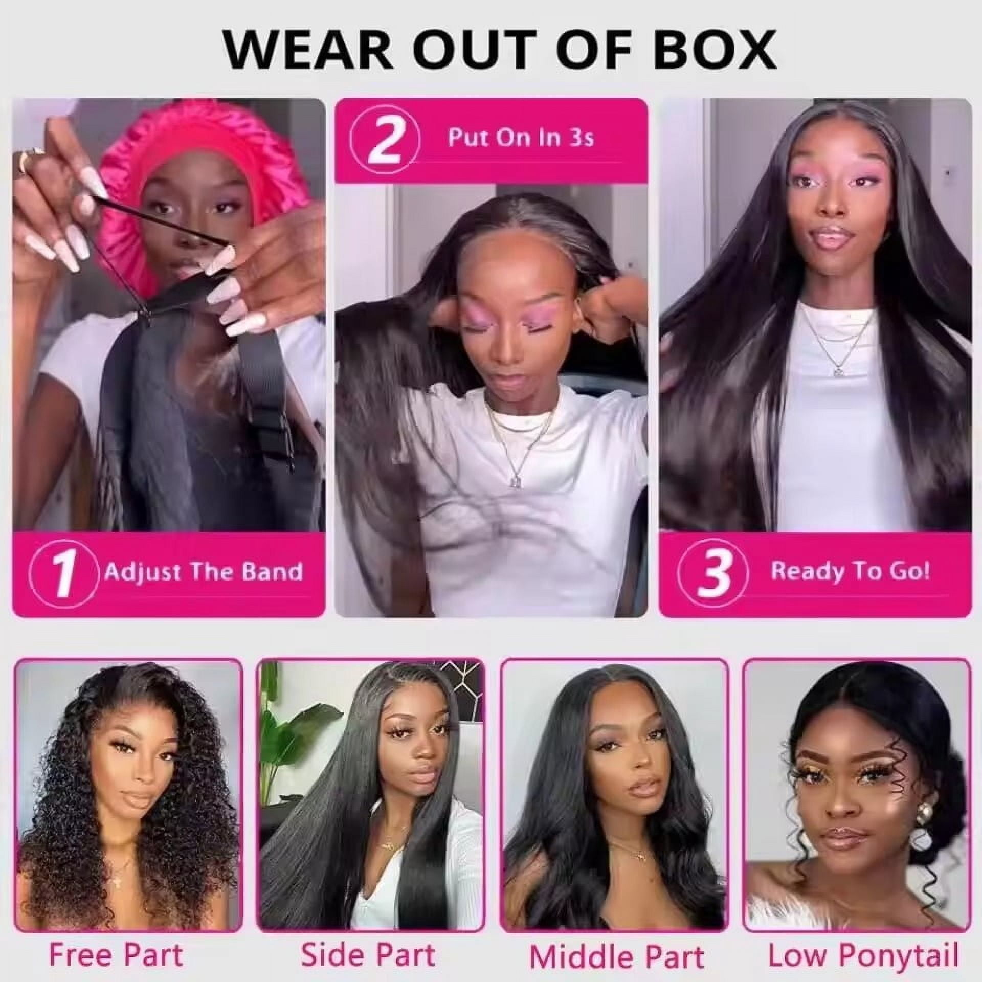 34 Inch Wear and Go Glueless Wigs Human Hair Pre Plucked Pre Cut 5x5 Straight Lace Front Wigs Human Hair Wigs Glue Hd Lace Front Closure Ready to Wear Wigs 200% Density Natural Black