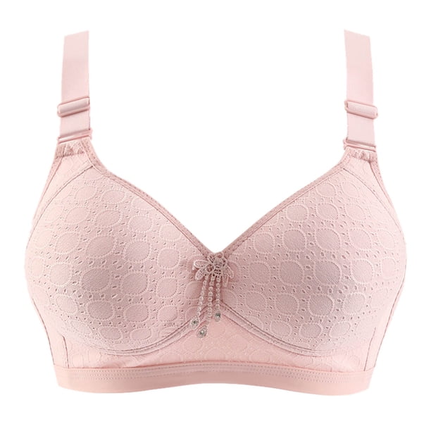 Gibobby Sujetador sin de realce para mujer, soporte cómodo, sin sujetadores con aros, ropa interior para el día a día Sujetador deportivo para mujeres(Rosa,44)