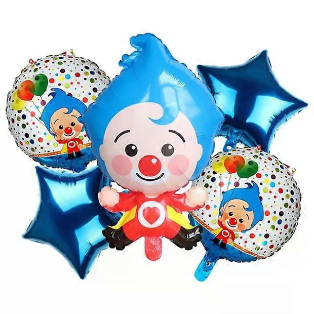 5pcs Cartoon Plim Plip Clown Foil Balloons Set Happy Birthday Party Baby Shower Decorations Inflatable Helium Globos Kids Toys