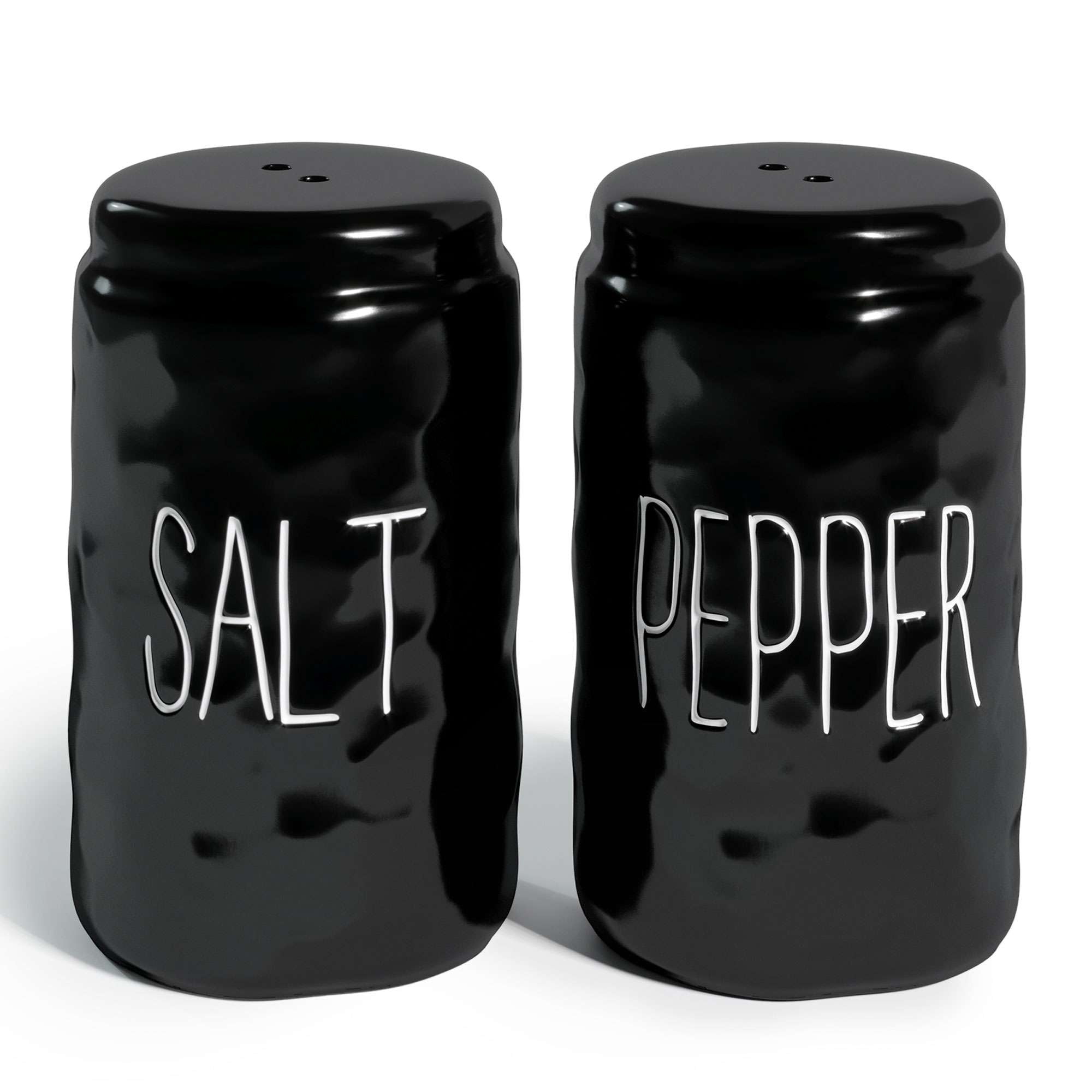 Farmhouse Salt and Pepper Shakers Set Rustic Shabby Chic for Vintage Modern Farmhouse Decor for Kitchen Home Restaurant Wedding Ceramic Salt and Pepper Shakers Cute in Black White 