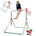 thumbnail image 4 of Kids Jungle 4-in-1 Kid Climb & Deluxe Swing Set Playground with Horizontal Bar, Trapeze Rings, Monkey Bars, Basketball Net Hoop & 3 Balls, Expandable & Foldable, 4 of 4