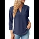 thumbnail image 2 of Blusas Elegantes e Informales para Mujer, Camisetas de 3/4 con Cuello en V y Mangas Enrollables. Azul Marino XXL, 2 of 10