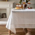 thumbnail image 1 of French Country White Cotton Lace Tablecloth Embroidered Ruffled Design, 1 of 9
