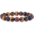 thumbnail image 1 of Natural Multi-Color Tiger Eye Gemstone 10mm Round Beads Stretch Bracelet 7 Inch Unisex, 1 of 2