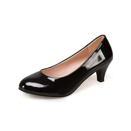 

Women Pump Shoes Low Top Pointy Toe High Heels Womens Slip Resistant Dress Shoe Ladies On Bright Black 7.5